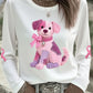 Women's Pink Dog Pink Ribbon Breast Cancer Awareness Support Long-Sleeve T-shirt