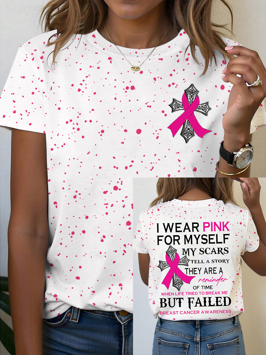 Women's Breast Cancer Awareness I Wear Pink For Myself My Scars Tell A Story T-Shirt