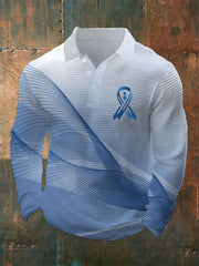 Men's Prostate Cancer Awareness Waffle Print Casual Top