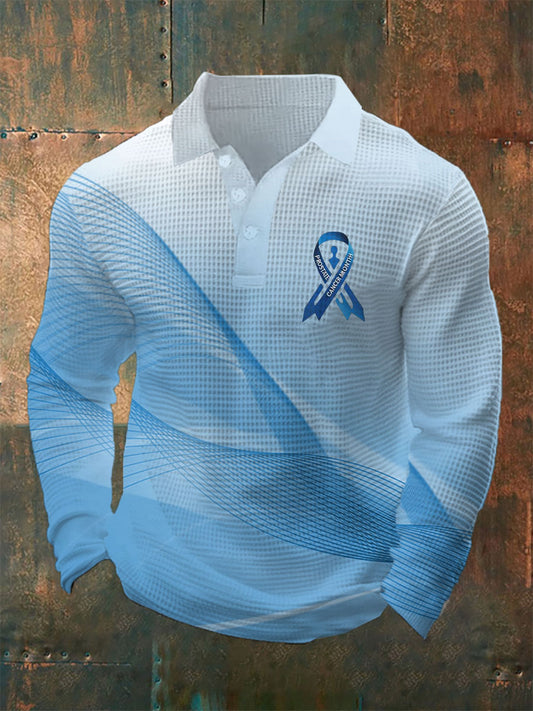 Men's Prostate Cancer Awareness Waffle Print Casual Top