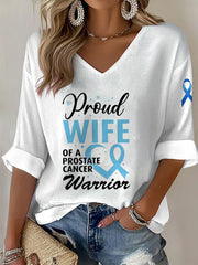 Women's Prostate Cancer Awareness Wife V-Neck Top