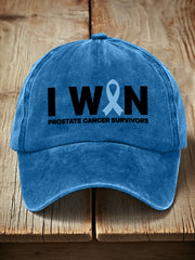 Unisex I Win Prostate Cancer Awareness Print Washed Hat