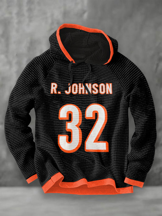 Men's Rudi Johnson Tribute Memorial Football Print French Terry Hoodie