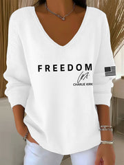 Women's Freedom Is Not Free R.I.P Charlie Kirk V-Neck Ribbed Top