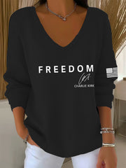 Women's Freedom Is Not Free R.I.P Charlie Kirk V-Neck Ribbed Top