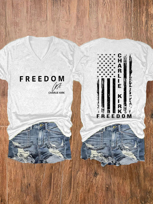 Women's Freedom Is Not Free This is the Turning Point R.I.P Charlie Kirk Print Short Sleeve T-Shirt