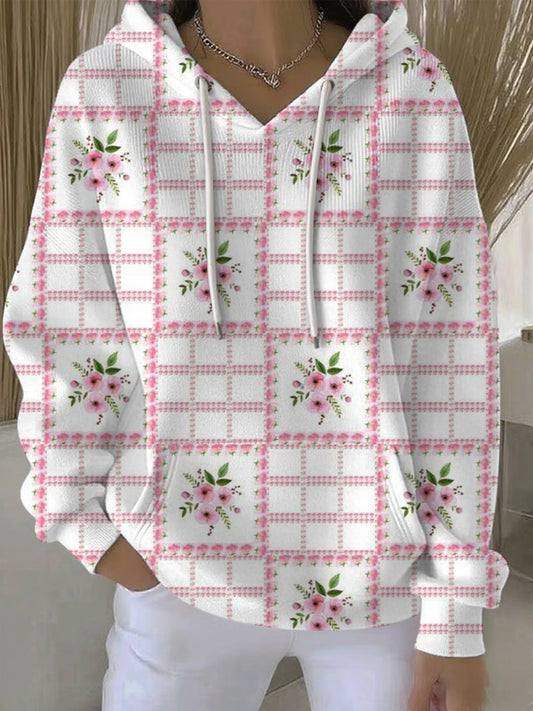 Women's Breast Cancer Pink Print Casual Hoodie