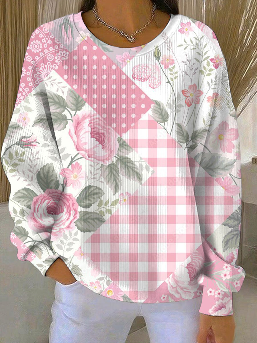 Women's Breast Cancer Pink Print Casual Sweatshirt