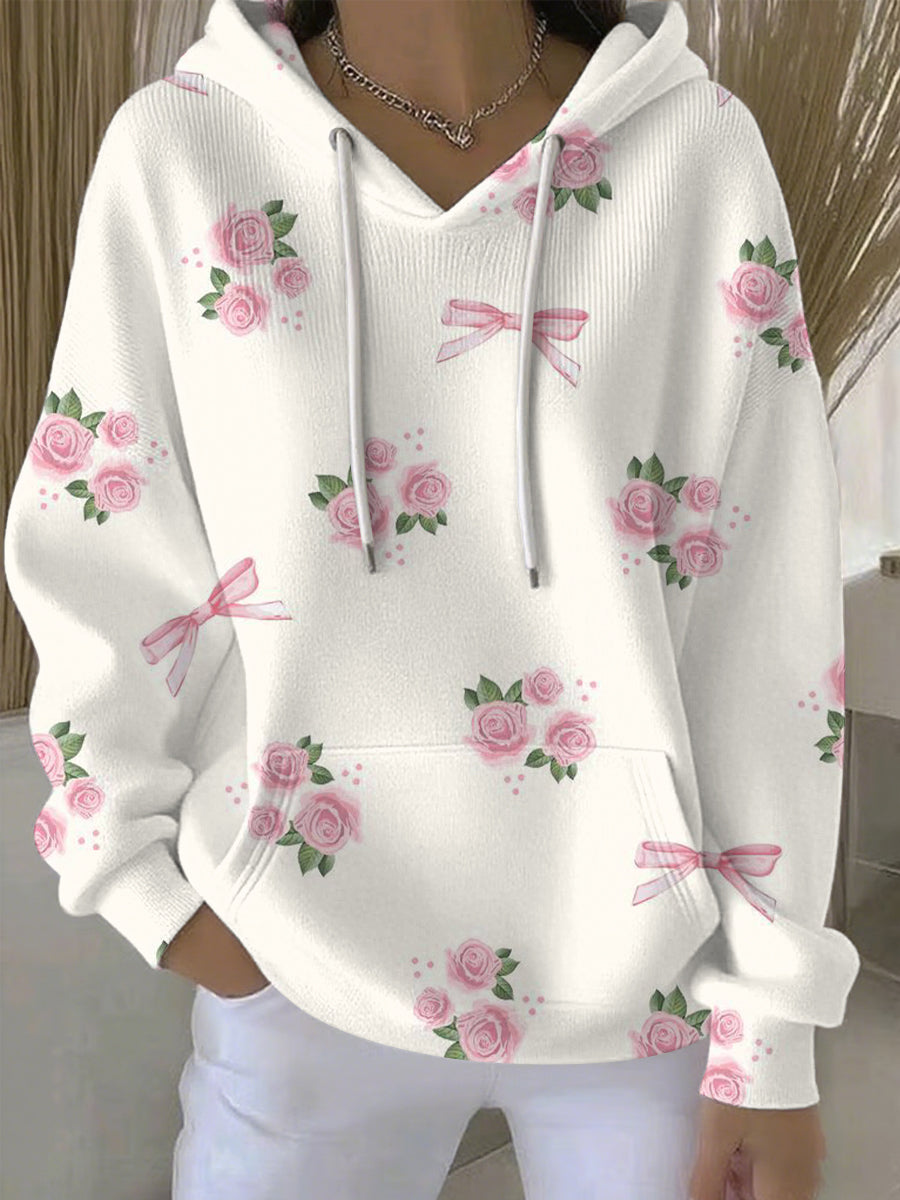 Women's Breast Cancer Pink Print Casual Hoodie