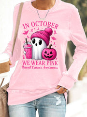 Women's In October We Wear Pink Breast Cancer Awareness Sweatshirt