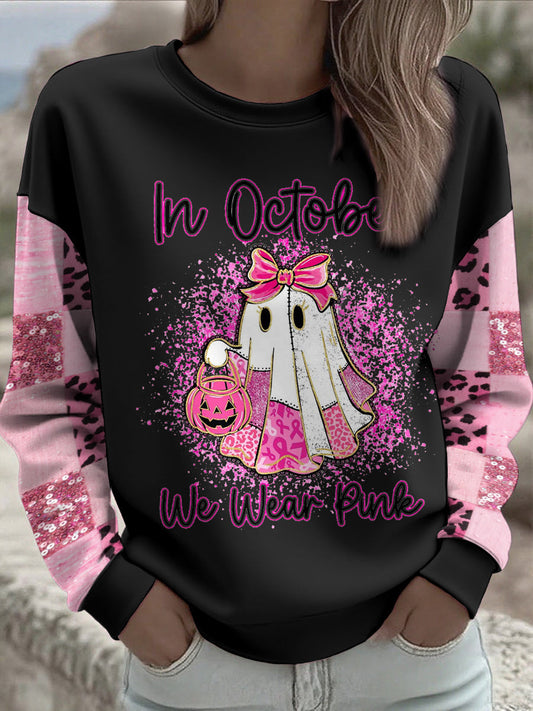 Women's Breast Cancer Awareness Floral Printed Sweatshirt