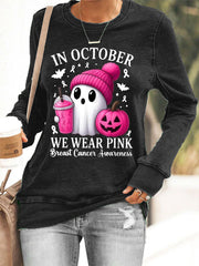 Women's In October We Wear Pink Breast Cancer Awareness Sweatshirt