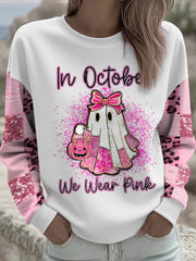 Women's Breast Cancer Awareness Floral Printed Sweatshirt
