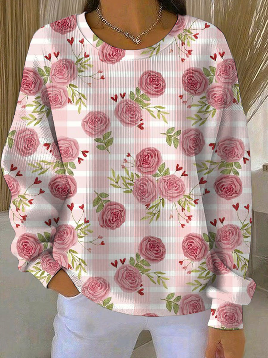 Women's Breast Cancer Pink Print Casual Sweatshirt