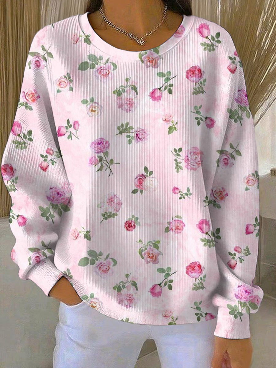 Women's Breast Cancer Pink Print Casual Sweatshirt