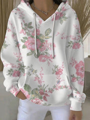 Women's Breast Cancer Pink Print Casual Hoodie