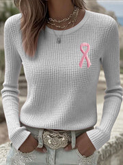 Women's Breast Cancer Awareness Pink Ribbon Long Sleeve T-Shirts