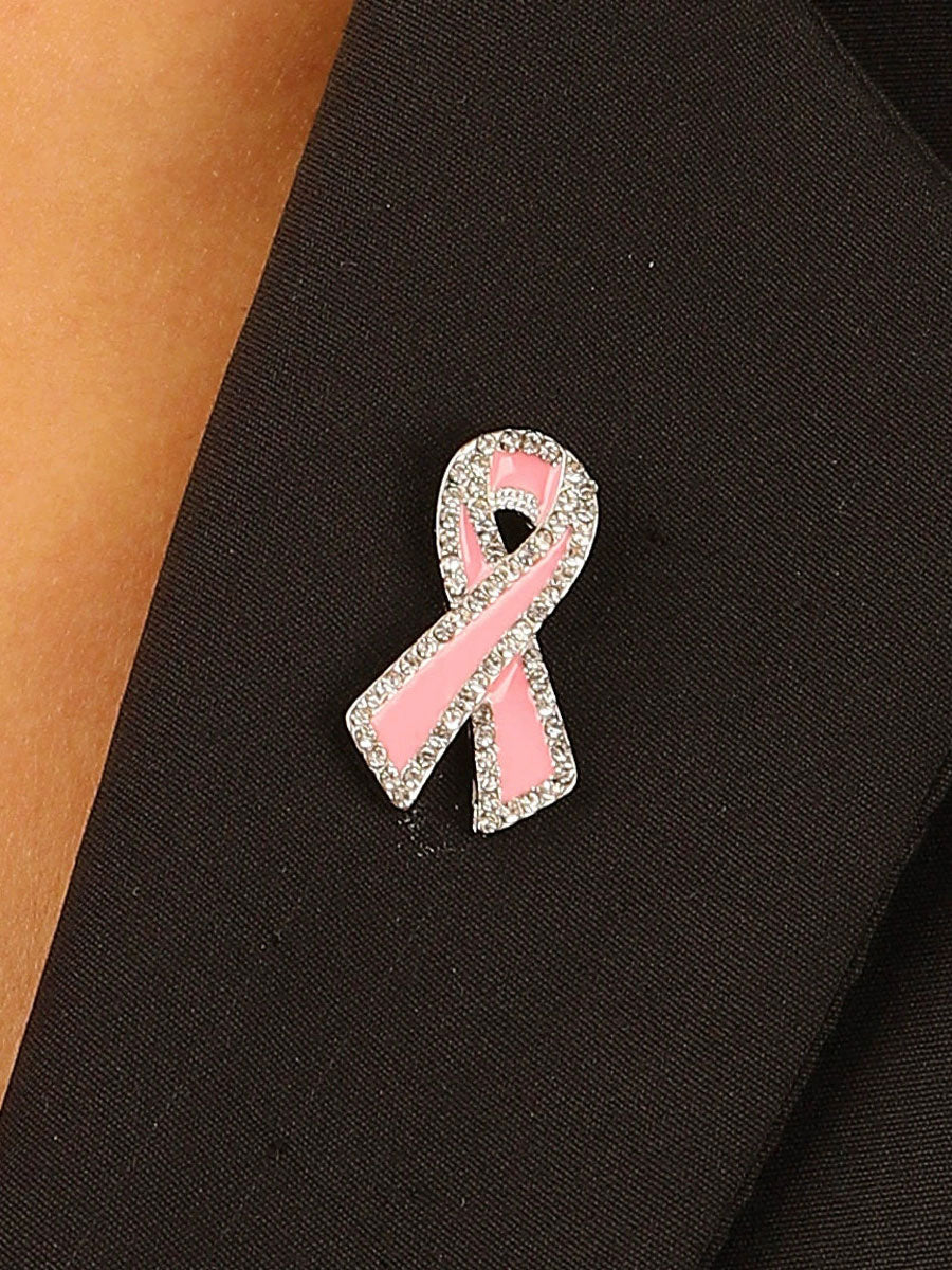 Women's breast cancer pink ribbon brooches