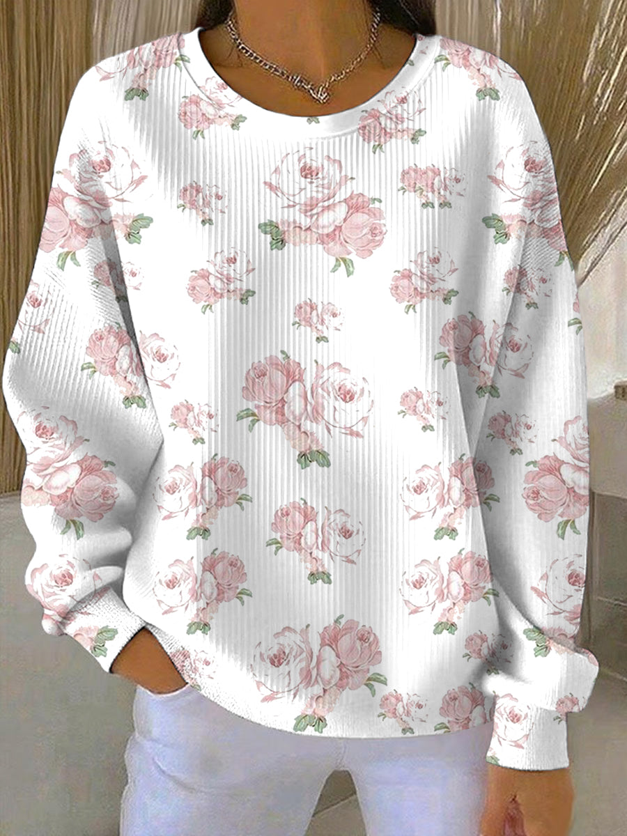 Women's Breast Cancer Pink Print Casual Sweatshirt