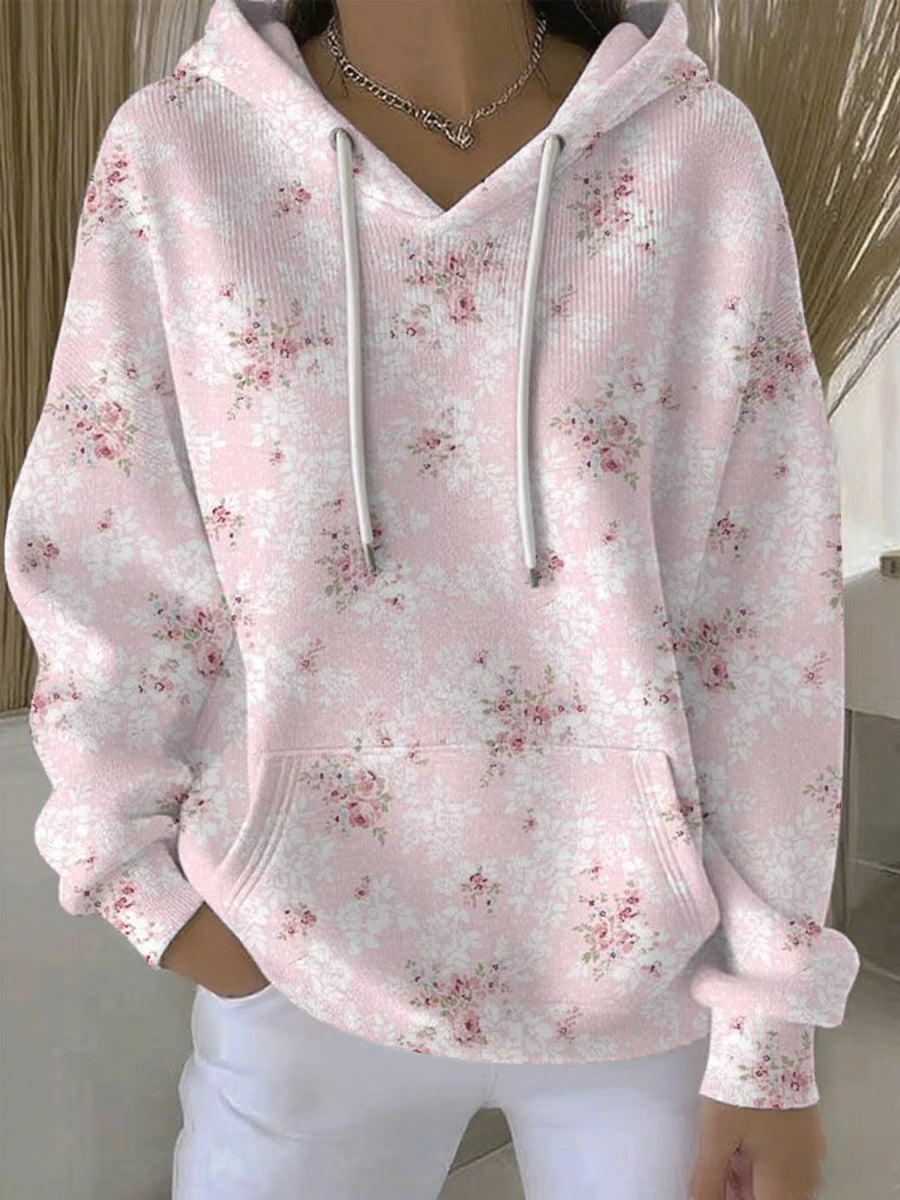 Women's Breast Cancer Pink Print Casual Hoodie