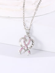 Women's Breast Cancer Awareness Pink Ribbon Necklace