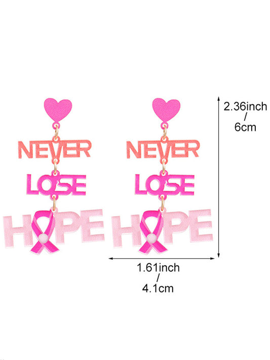 Women's Breast Cancer Awareness Pink Ribbon Earrings