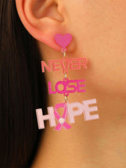 Women's Breast Cancer Awareness Pink Ribbon Earrings