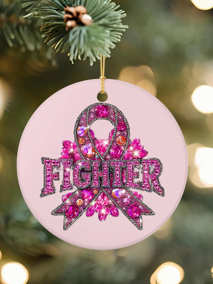 Breast Cancer Awareness Pink Ribbon Acrylic Decorative Ornament
