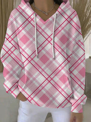 Women's Breast Cancer Pink Print Casual Hoodie