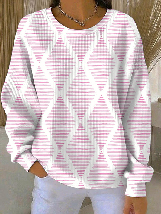 Women's Breast Cancer Pink Print Casual Sweatshirt
