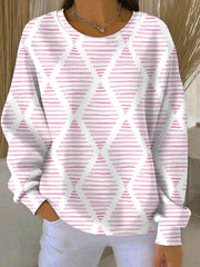 Women's Breast Cancer Pink Print Casual Sweatshirt
