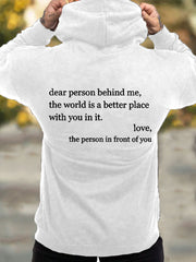 Men's Dear Person Behind Me You Are Enough Printed Hoodie Sweatshirt