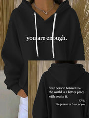 Women's Dear Person Behind Me You Are Enough Printed Hoodie
