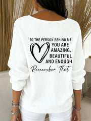 Women's Dear Person Behind Me You Matter Printed V-Neck Ribbed Top