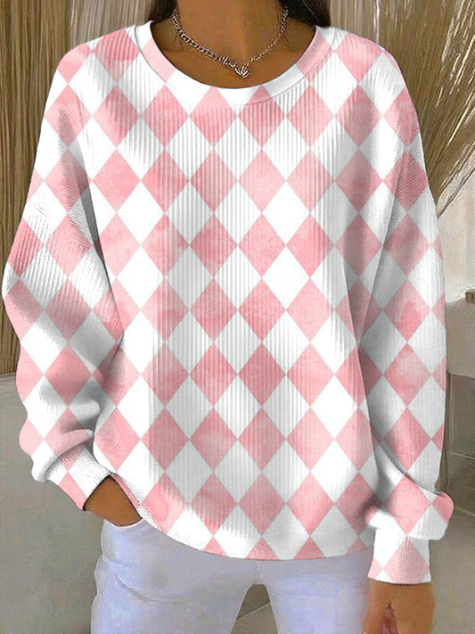 Women's Breast Cancer Pink Print Casual Sweatshirt