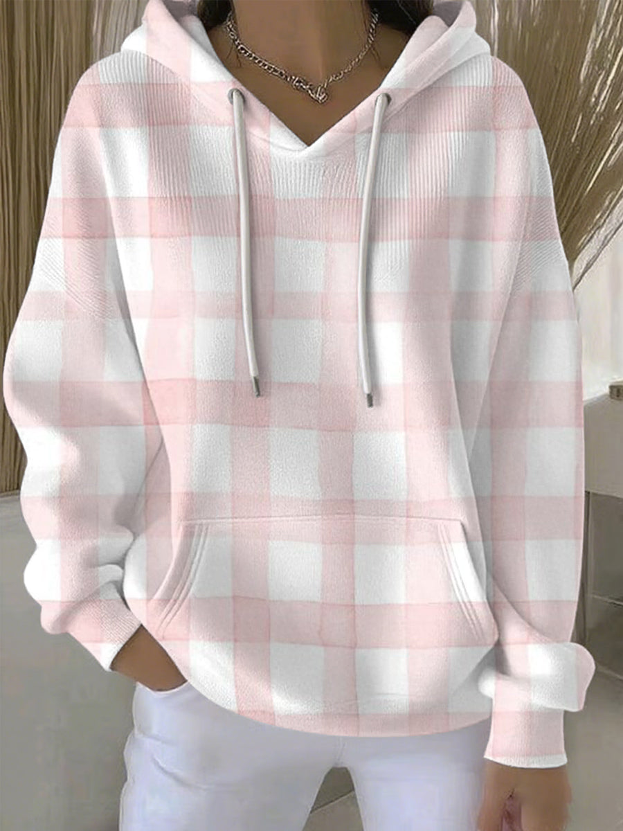 Women's Breast Cancer Pink Print Casual Hoodie