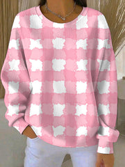 Women's Breast Cancer Pink Print Casual Sweatshirt