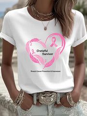 Women's Breast Cancer Awareness Print T-Shirt