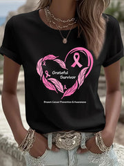 Women's Breast Cancer Awareness Print T-Shirt