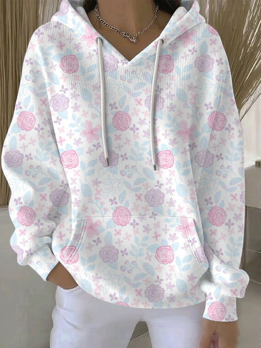 Women's Breast Cancer Pink Print Casual Hoodie