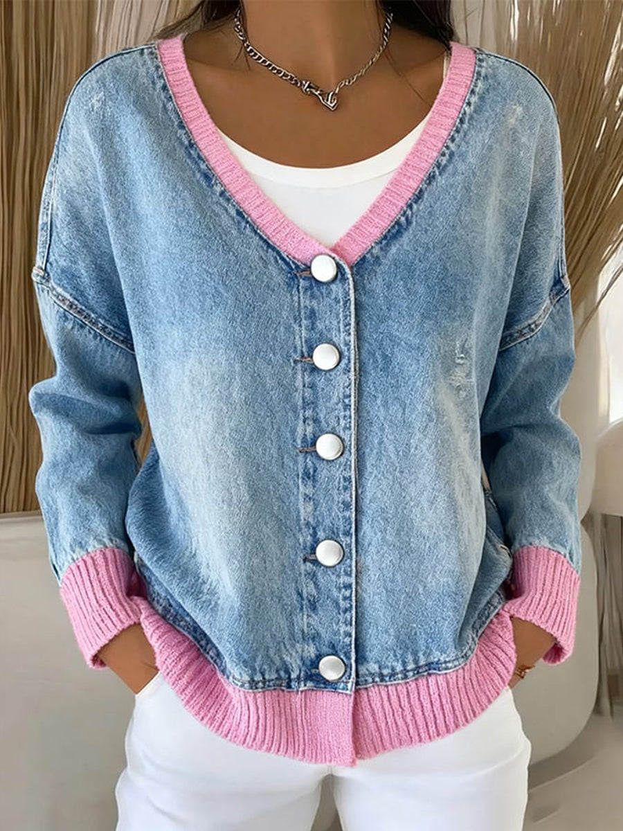 Women's Fashion Patchwork Design Cardigan