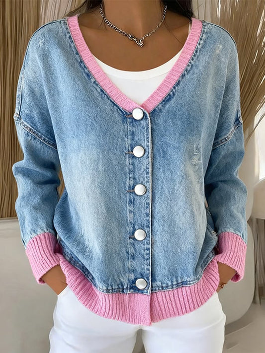 Women's Fashion Patchwork Design Cardigan