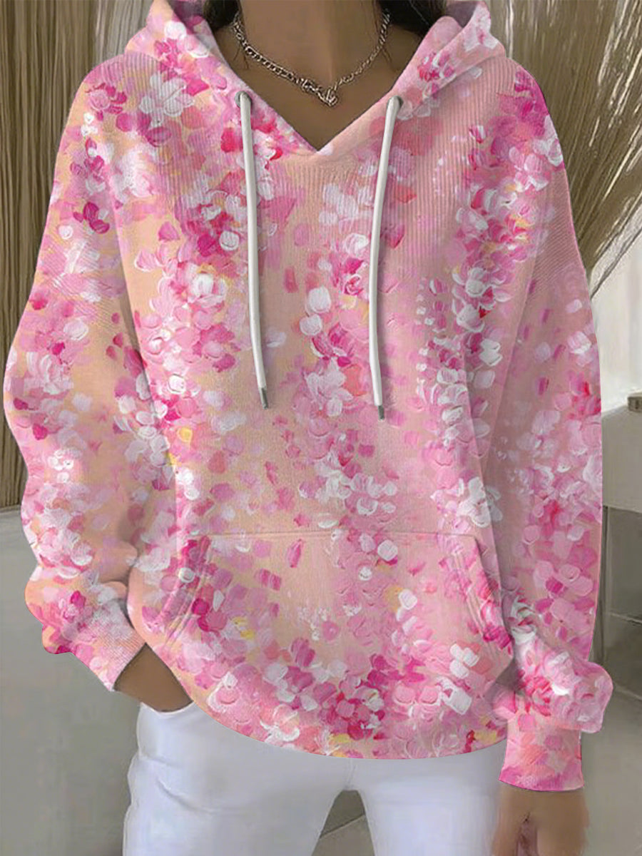 Women's Breast Cancer Pink Print Casual Hoodie