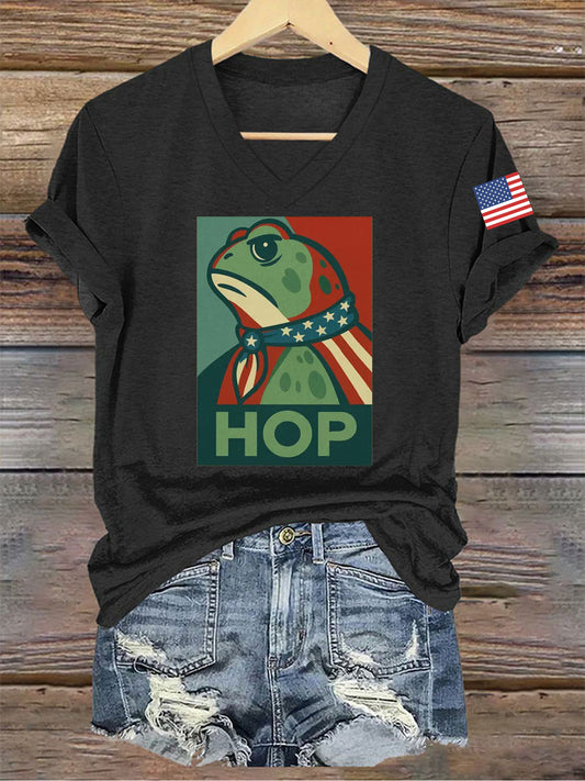 Women's Retro Resist Frog Printed T-shirt