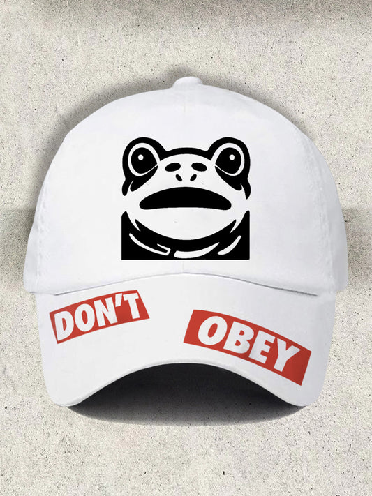 Unisex Resort Polish Frog Don't Obey Print Cap