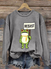 Women's Resist Frog Printed Casual Sweatshirt