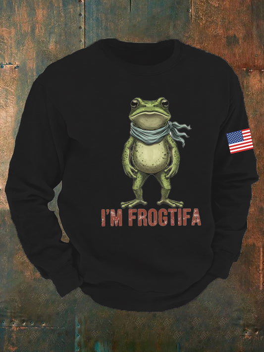 Men's Retro Resist Frog  Crew Neck Sweatshirt