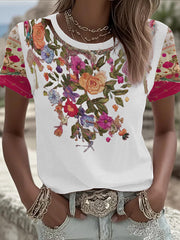 Women's Breast Cancer Awareness Floral Printed T-shirt