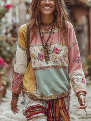 Women's Patchwork floral print Regular Sweatshirt