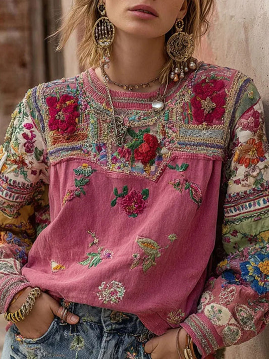 Women's Pink Floral Print Sweatshirt